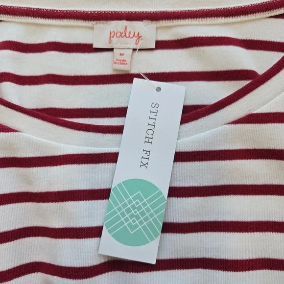 NEW Long Sleeve Womens Shirt Size M Decorative Side Slits Elbow Patches Nautical - Picture 7 of 9